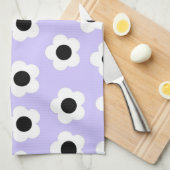 Niedliche Schwarzweiß-Blume mit blauem Hintergrund Geschirrtuch (Viertel Falte)