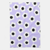 Niedliche Schwarzweiß-Blume mit blauem Hintergrund Geschirrtuch (Vertikal)