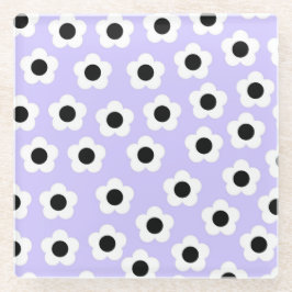 Niedliche Schwarzweiß-Blume mit blauem Hintergrund Glasuntersetzer