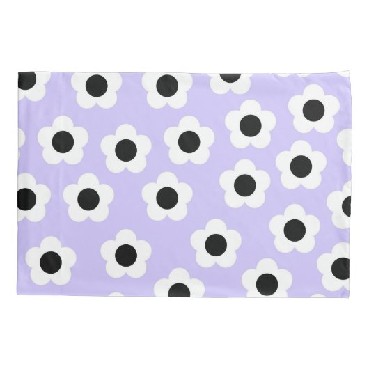 Niedliche Schwarzweiß-Blume mit blauem Hintergrund Kissenbezug (Rückseite)