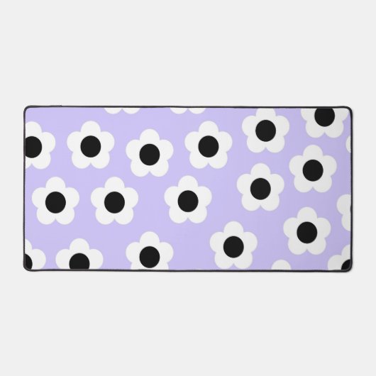 Niedliche Schwarzweiß-Blume mit blauem Hintergrund Schreibtischunterlage (Vorderseite)