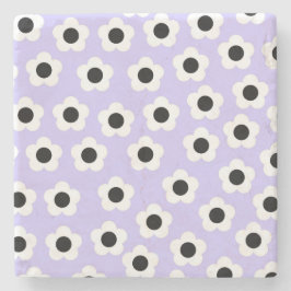 Niedliche Schwarzweiß-Blume mit blauem Hintergrund Steinuntersetzer