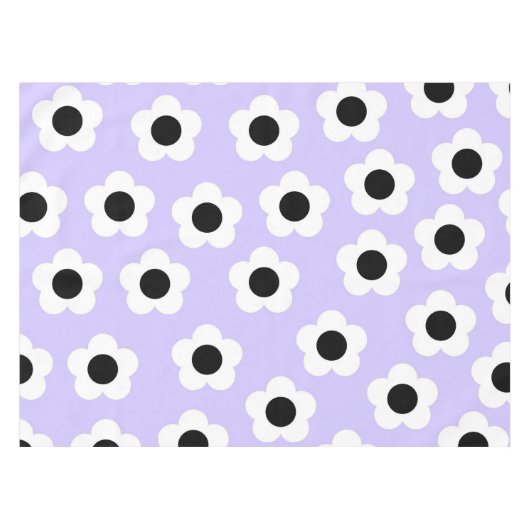 Niedliche Schwarzweiß-Blume mit blauem Hintergrund Tischdecke (Vorderseite (Horizontal))