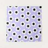 Niedliche Schwarzweiß-Blume mit blauem Hintergrund Wandteppich (Vorderseite (Horizontal))