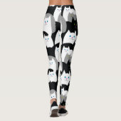 Niedliche Schwarzweiss-Kitty-Katzen Leggings (Rückseite)
