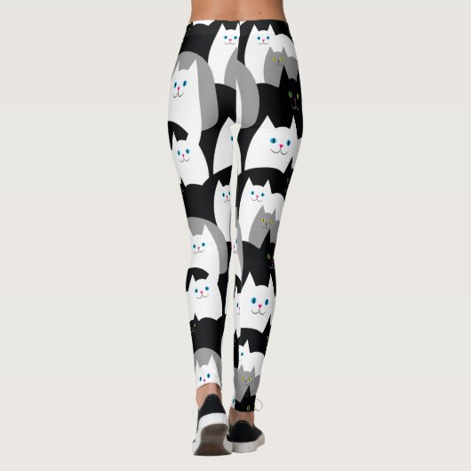 Niedliche Schwarzweiss-Kitty-Katzen Leggings (Rückseite)