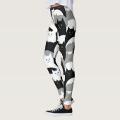 Niedliche Schwarzweiss-Kitty-Katzen Leggings (Links)
