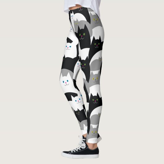 Niedliche Schwarzweiss-Kitty-Katzen Leggings (Links)
