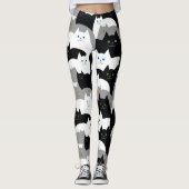 Niedliche Schwarzweiss-Kitty-Katzen Leggings (Vorderseite)