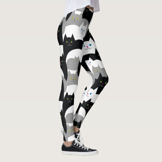 Niedliche Schwarzweiss-Kitty-Katzen Leggings (Rechts)