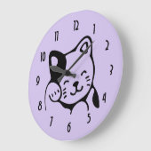 Niedliche Schwarzweiss-Kitty-Katzen-wellenartig Große Wanduhr (Winkel)
