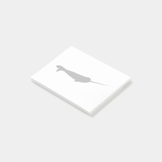 Niedliche Schwarzweiss-Narwhal Silhouette Post-it Klebezettel (angewinkelt)