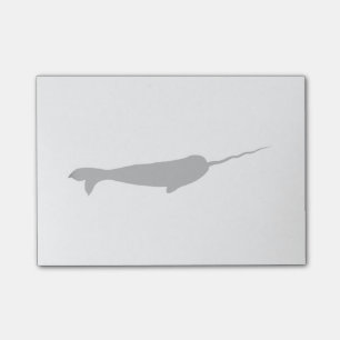 Niedliche Schwarzweiss-Narwhal Silhouette Post-it Klebezettel