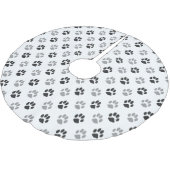 Niedliche Schwarzweiss-Tatze druckt Muster Polyester Weihnachtsbaumdecke (Schrägansicht)