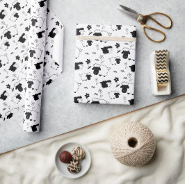 Niedliche Schwarzweißbilder Geschenkpapier