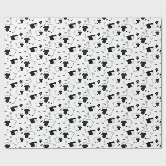 Niedliche Schwarzweißbilder Geschenkpapier (Flach)