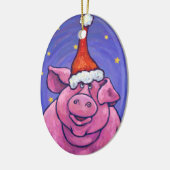 Niedliche Schwein-Weihnachtsverzierung Keramikornament (Links)