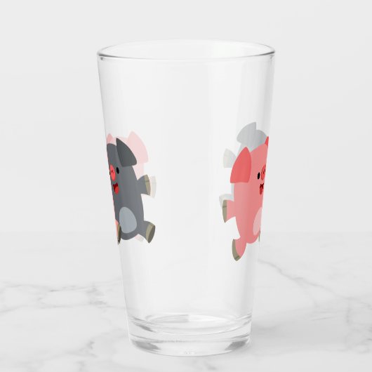 Niedliche Schweine aus Schwarz und Weiß Glas (Rechts)