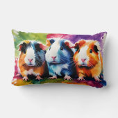 Niedliche Schweine der Guinea mit Farbspritzen Lendenkissen (Rückseite)