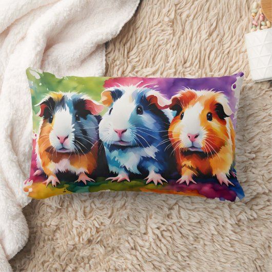 Niedliche Schweine der Guinea mit Farbspritzen Lendenkissen (Decke)