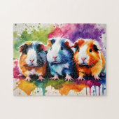Niedliche Schweine der Guinea mit Farbspritzen Puzzle (Horizontal)