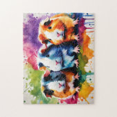 Niedliche Schweine der Guinea mit Farbspritzen Puzzle (Vertikal)