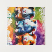 Niedliche Schweine der Guinea mit Farbspritzen Wandteppich (Vorderseite (Horizontal))