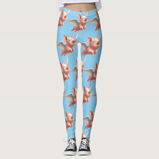 Niedliche Schweine, die in sonnigen Blauen Himmeln Leggings (Vorderseite)