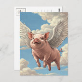 Niedliche Schweine-Engel-Tiere Postkarte (Vorne/Hinten)