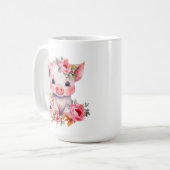 Niedliche Schweine geben Monogramm Kaffeetasse (Vorderseite Links)