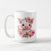 Niedliche Schweine geben Monogramm Kaffeetasse (Links)