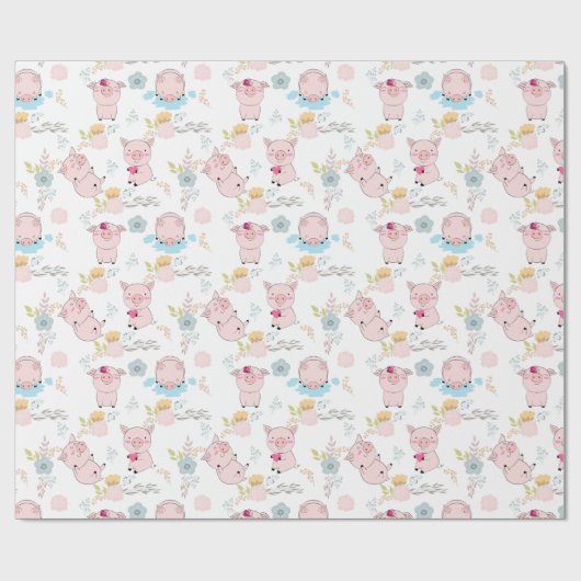 Niedliche Schweine Geschenkpapier (Flach)