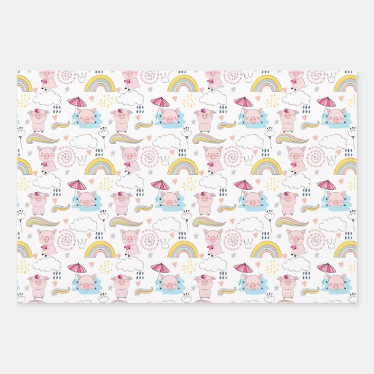 Niedliche Schweine Geschenkpapier Set (Vorderseite 2)