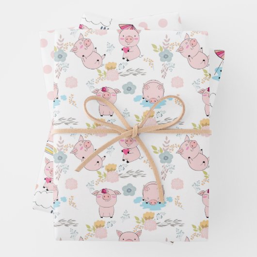 Niedliche Schweine Geschenkpapier Set (Beispiel)