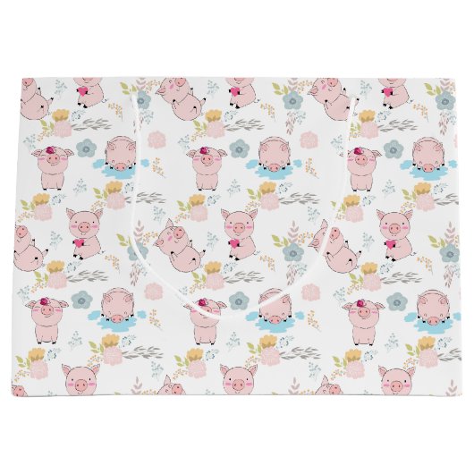 Niedliche Schweine Große Geschenktüte (Vorderseite)