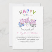 Niedliche Schweine Happy Birthday Party Einladung (Vorderseite)