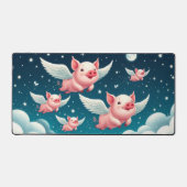 Niedliche Schweine im nächtlichen Himmel Schreibtischunterlage (Vorderseite)