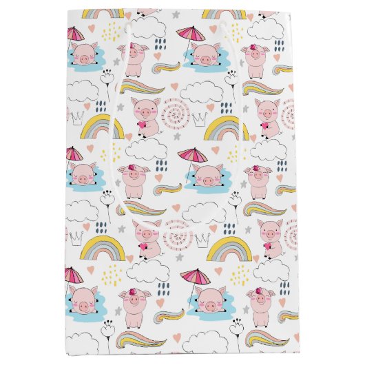 Niedliche Schweine Mittlere Geschenktüte (Vorderseite)