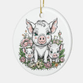 Niedliche Schweine und Ferkel bei Blume Keramik Ornament (Links)