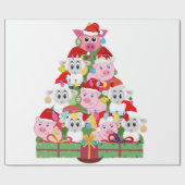 Niedliche Schweine und Schafweihbäume Geschenkpapier (Flach)