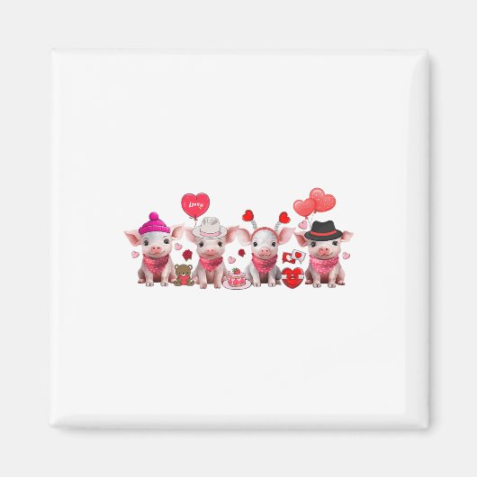 Niedliche Schweine Valentinstag Zuchttier Schweine Magnet (Vorne)