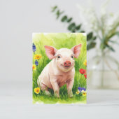Niedliche Schweinebrennblumen Jungtiere Postkarte (Stehend Vorderseite)