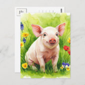Niedliche Schweinebrennblumen Jungtiere Postkarte (Vorne/Hinten)
