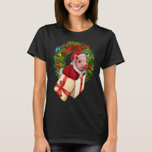 Niedliche Schweinefarm Weihnachtsfrauen Jungs Mädc T-Shirt