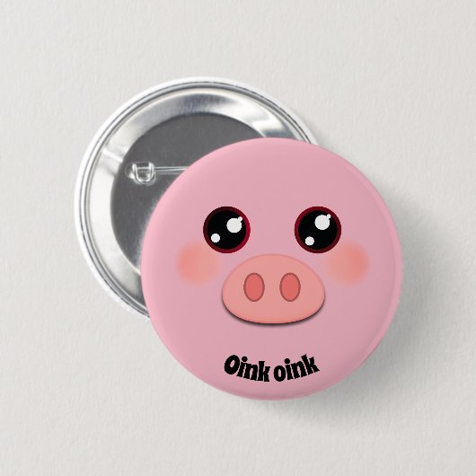 Niedliche Schweinefläche Button (Vorne & Hinten)