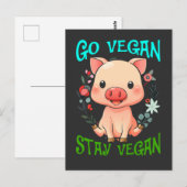 Niedliche Schweinefleisch-Blume Vegane Tierrechte  Postkarte (Vorne/Hinten)
