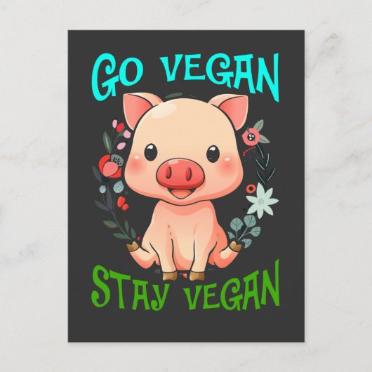 Niedliche Schweinefleisch-Blume Vegane Tierrechte  Postkarte (Vorderseite)