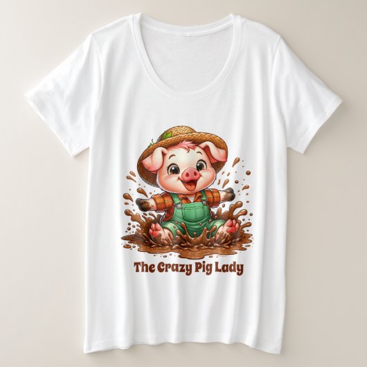 Niedliche Schweinefrau fügt Text hinzu Große Größe T-Shirt (Design vorne)