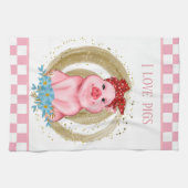 niedliche Schweineliebhaber fügen Text hinzu Geschirrtuch (Horizontal)