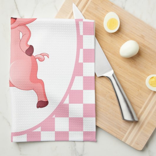 niedliche Schweineliebhaber fügen Text hinzu Geschirrtuch (Viertel Falte)